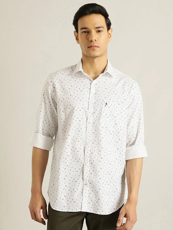 Indian Terrain Men All Over Print White Shirt